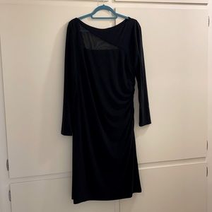 Black long sleeve dress mesh cutout at chest